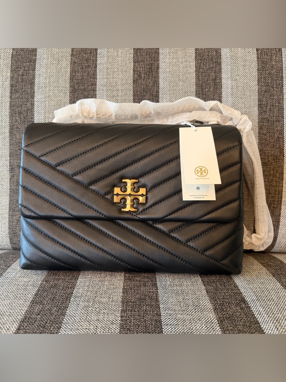 Tory Burch Kira Chevron Convertible shoulder bag black leather